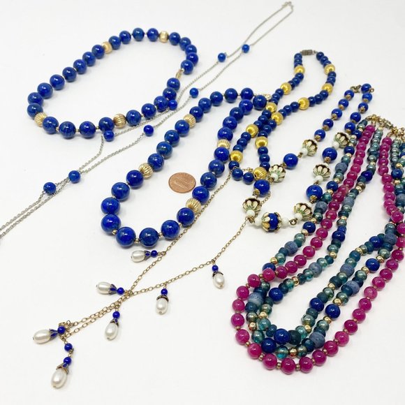 604 Collection of Seven Bead Necklaces with Lapis Lazuli - Picture 2 of 10